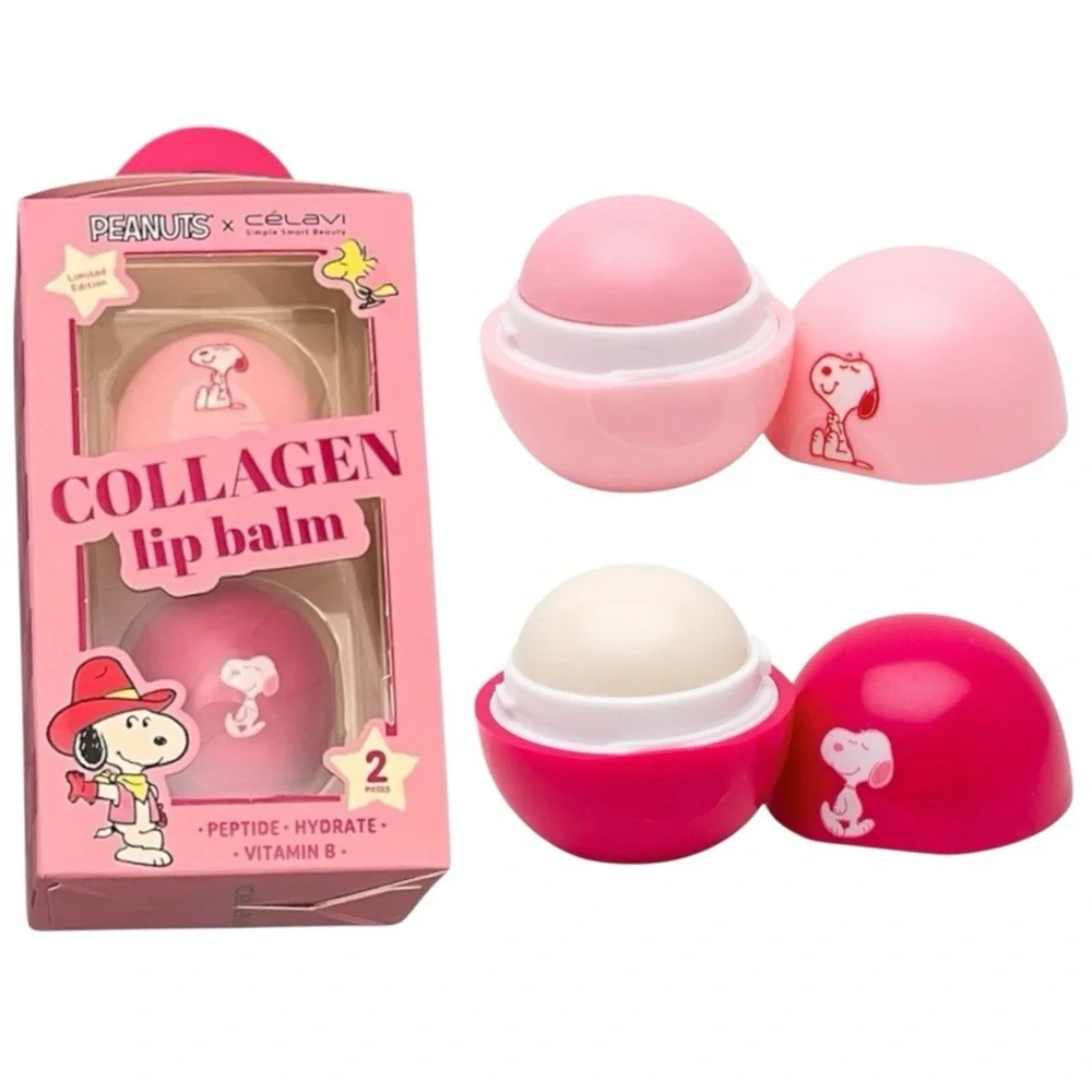 Peanuts Snoopy x Celavi 2 Piece Collagen Lip Balm Duo Peptide Vitamin B